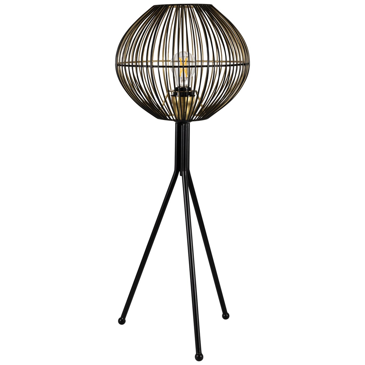 Northlight Iron Table Lamp with Wire Shade - 29.75" - Black and Gold